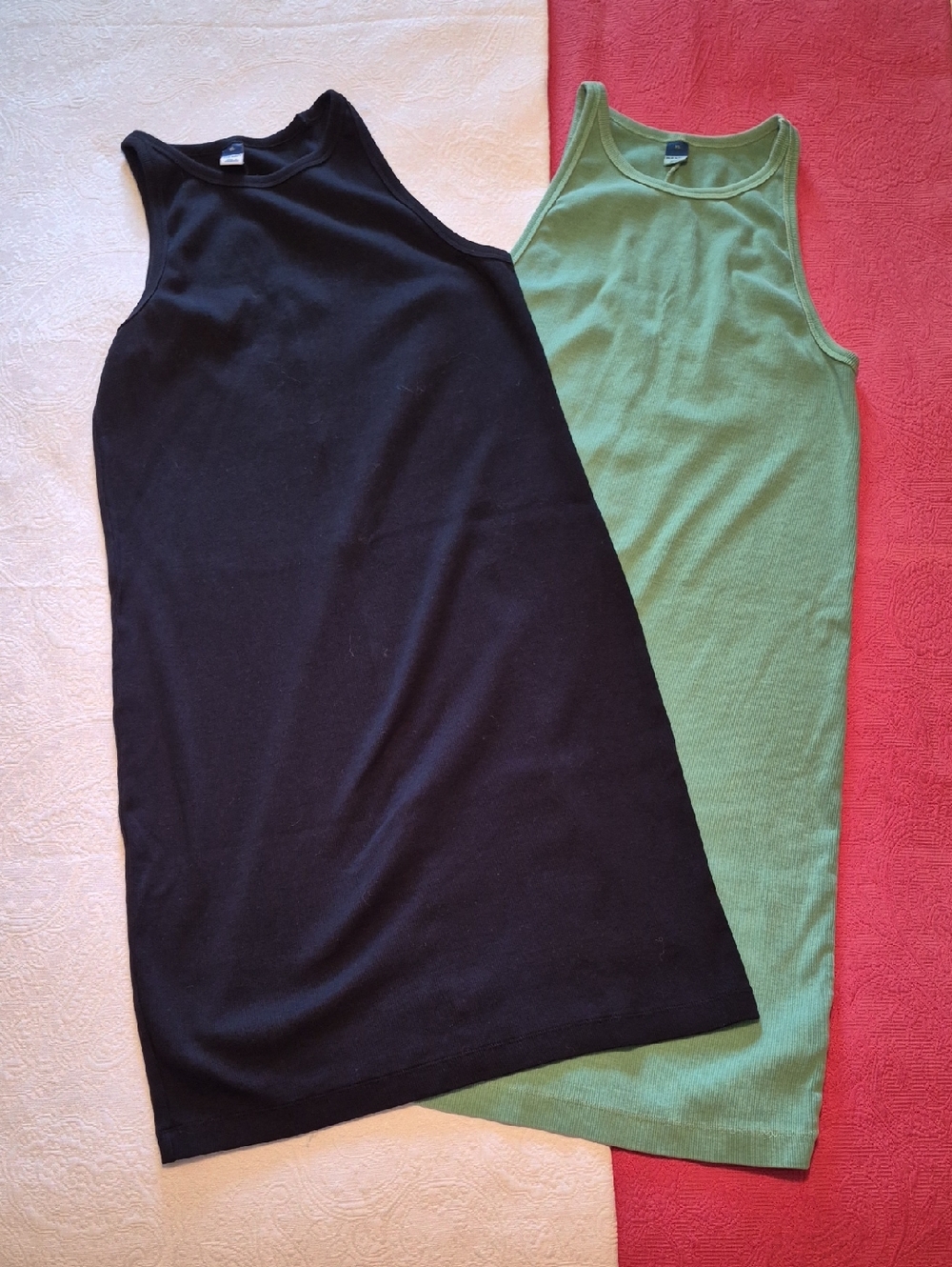 Old Navy Black/Green Ribbed Tank Top Mini Dress Bundle- XL